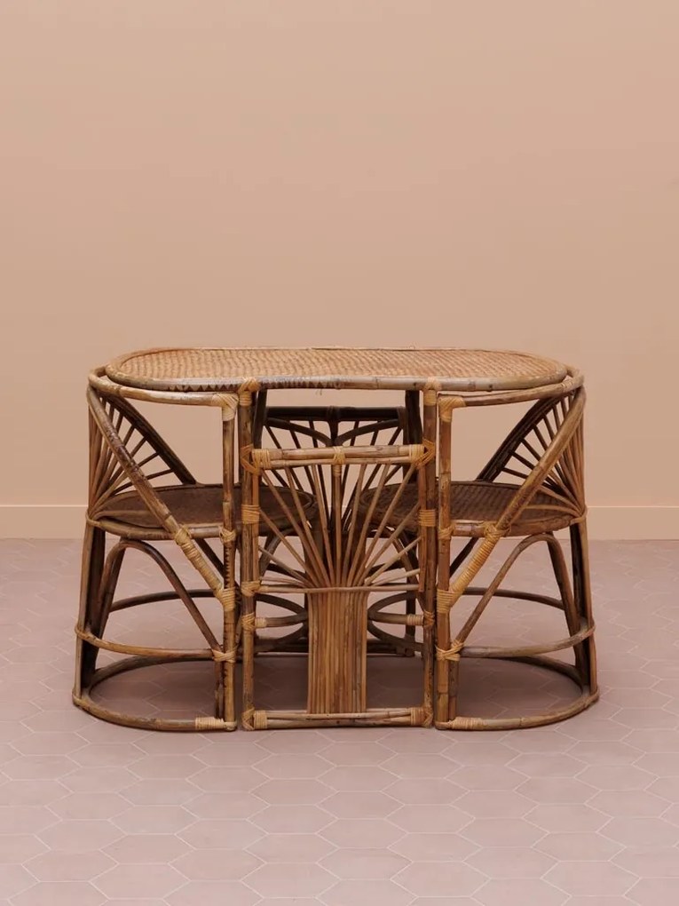 Set masa cu 2 scaune, din rattan, Trinidad
