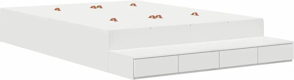 vidaXL Cadru de pat cu depozitare cu sertar Alb 150 cm Lemn compozit