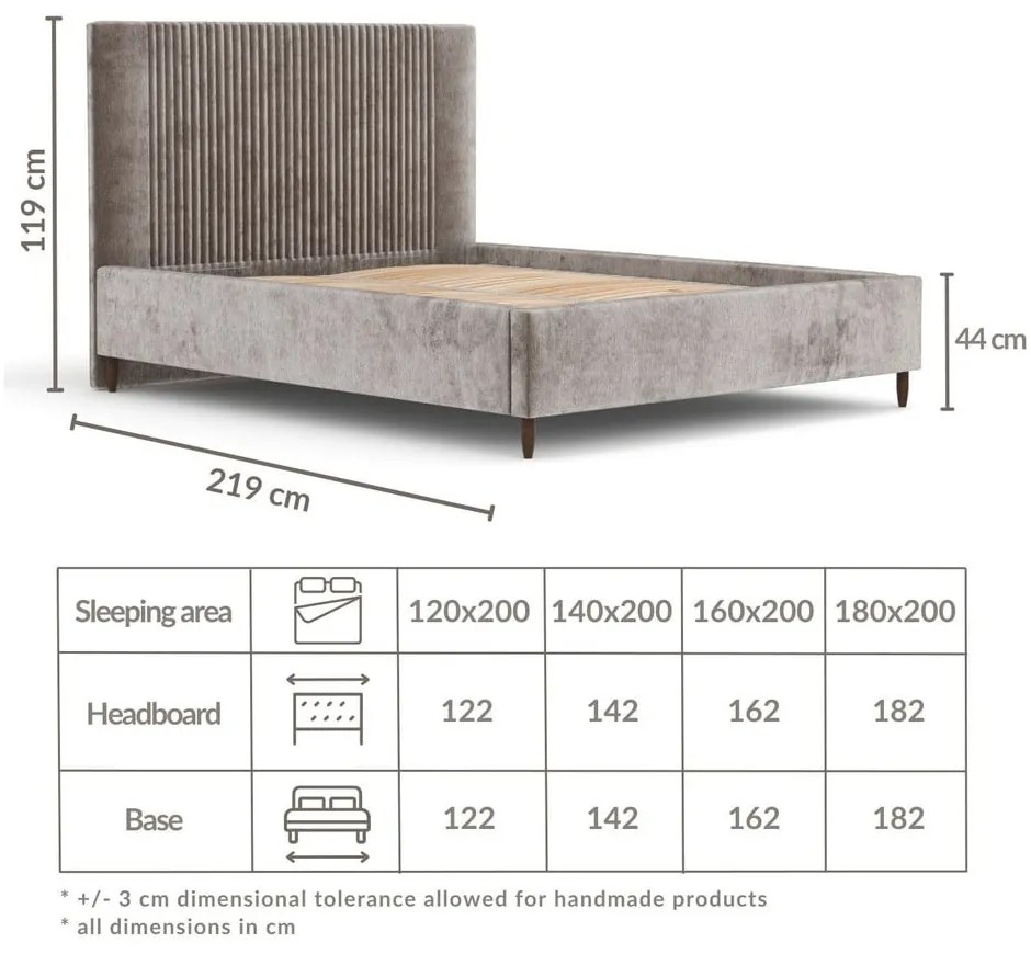 Pat matrimonial bej tapițat cu spațiu de depozitare cu somieră 140x200 cm Etero – Maison de Rêve