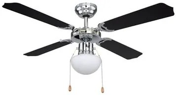 Candelabru Champion 0309CSW, cu ventilator, 1xE27, crom+negru, IP20, Globo