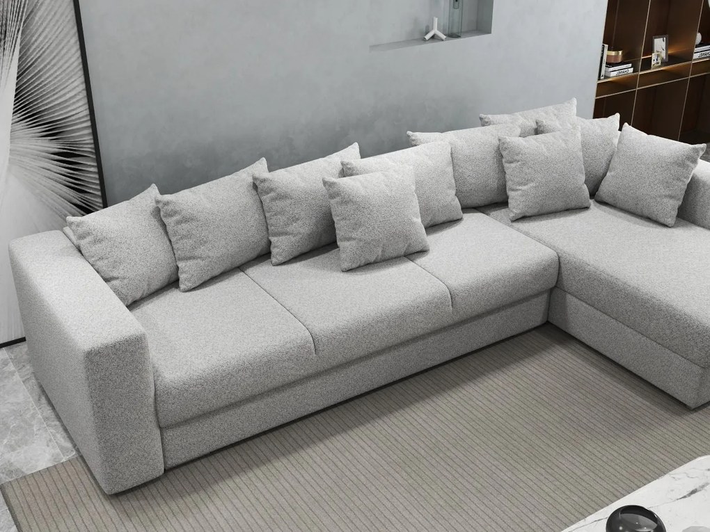Colțar extensibil dumonde cu ladă de depozitare si sezut confortabil din spuma high-density, Gloria Euphoria Dove II 320x183 cm