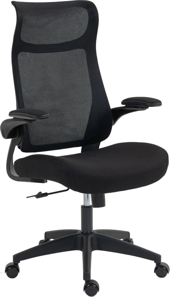 HOMCOM Scaun ergonomic de birou cu cotiere 3D, spătar din plasă, spătar în formă de S, tetieră, funcție balans, Negru | Aosom Romania