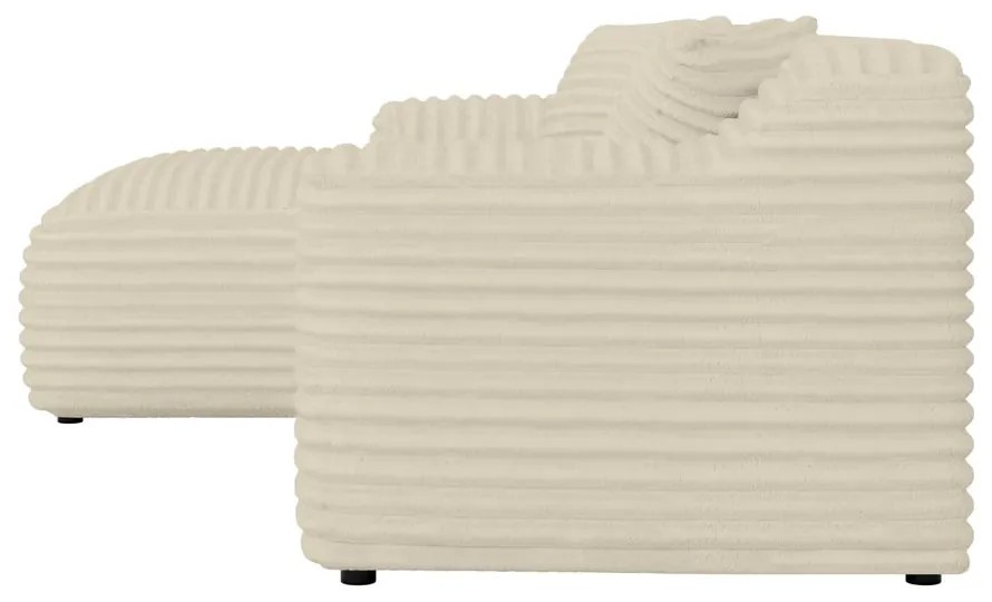 Colțar bej cu tapițerie din catifea reiată (cu colț pe partea stângă, cu șezlong) Martin – Ropez