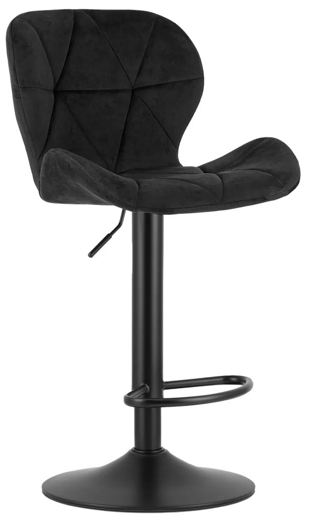 Scaun de bar cu picior negru WEST VELVET, negru