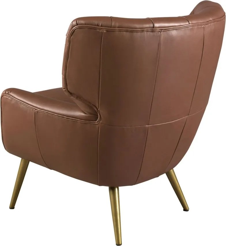 Fotoliu confortabil tapitat cu piele naturala Maro inchis