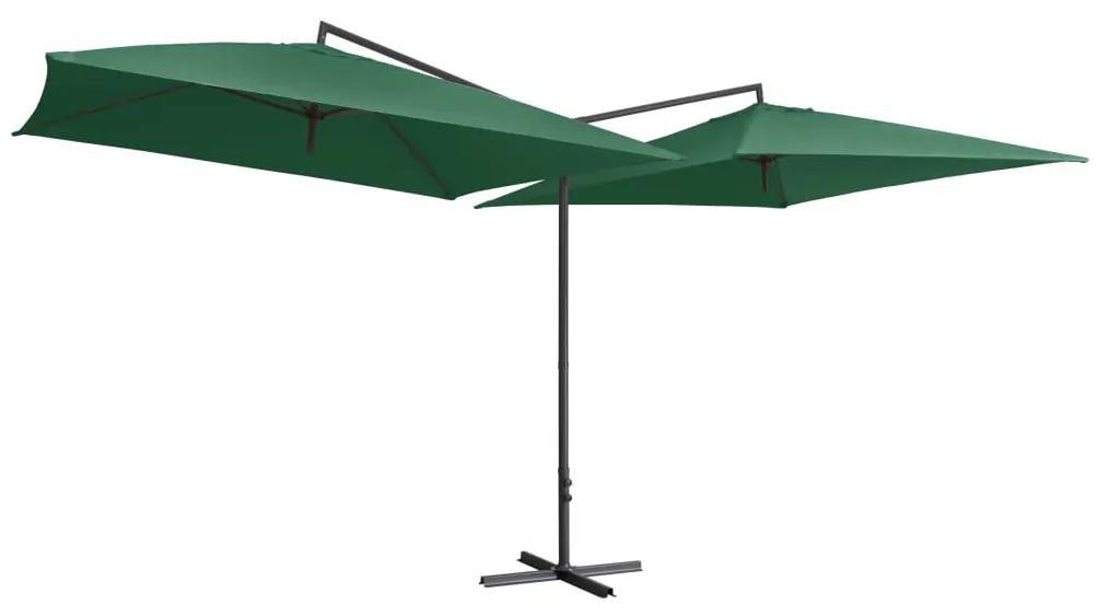 Umbrela de soare dubla, stalp din otel, verde, 250 x 250 cm Verde