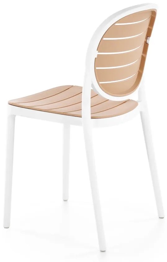 Scaun plastic K529 alb/natur