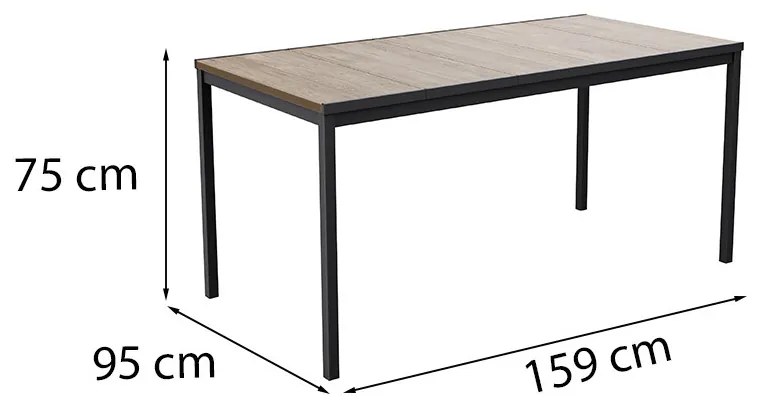 Masă de grădină din plastic Porto 160, lemn de frasin