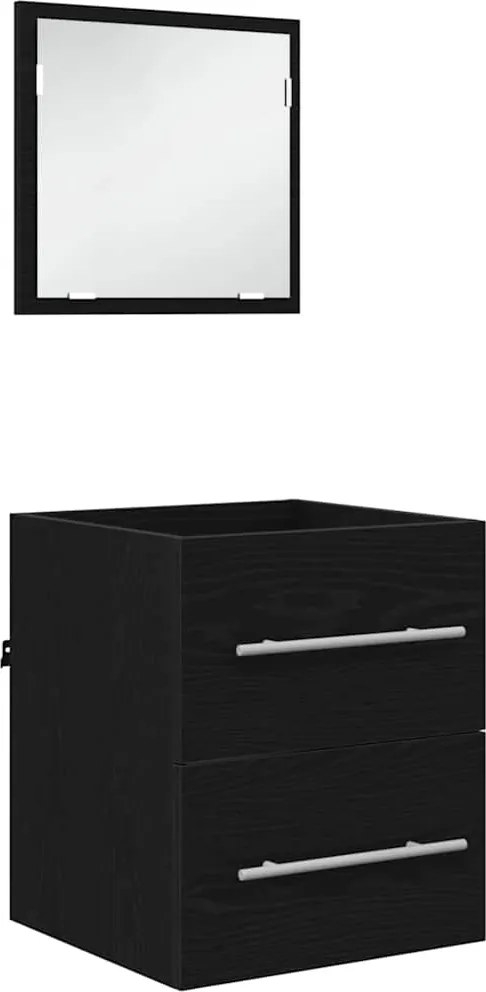 vidaXL Set de mobilier pentru baie cu sertar Negru 41 x 38,5 x 48 cm