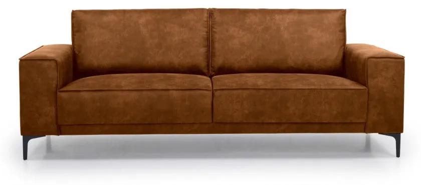 Canapea cu husa din imitație de piele Scandic Copenhagen, maro coniac, 224 cm
