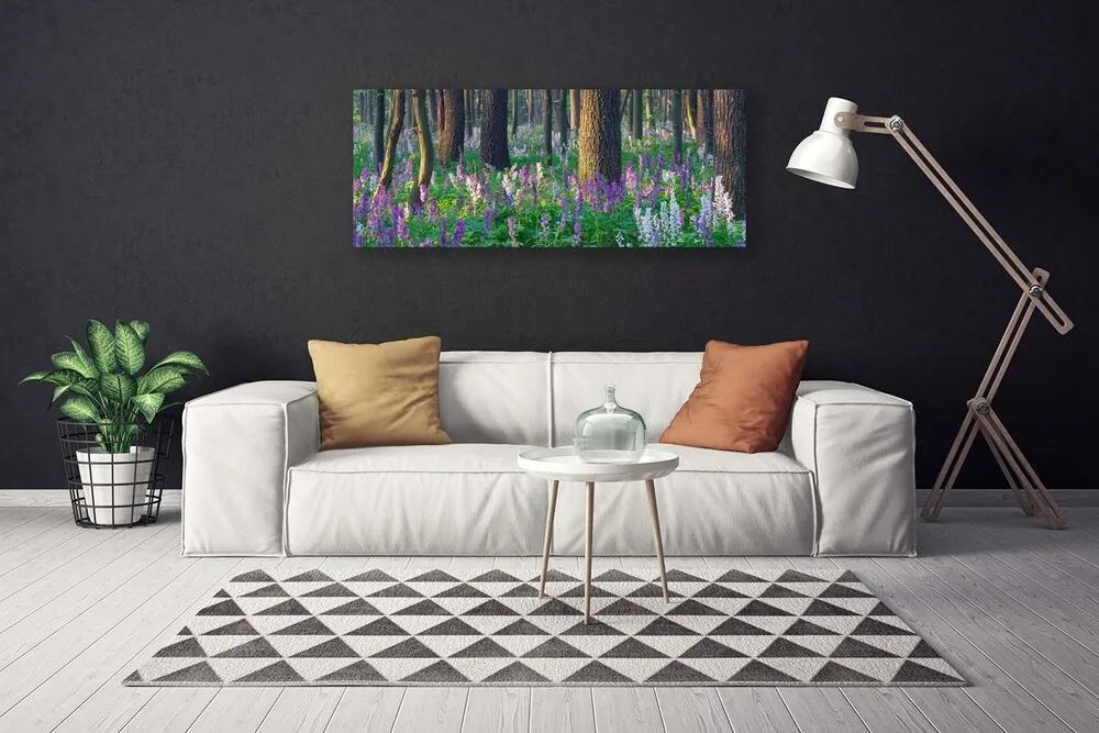 Tablou pe panza canvas Pădure Flori Natura Verde Violet Maro