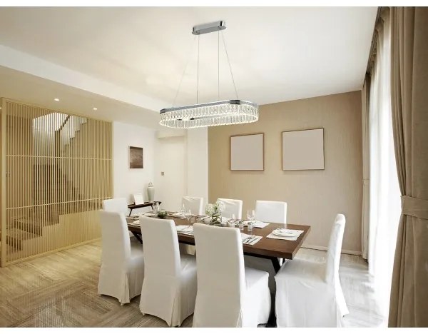 Candelabru cu cristale LED reglabil, suspendat pe cablu THALIA LED/50W/230V 3000-6000K + telecomandă