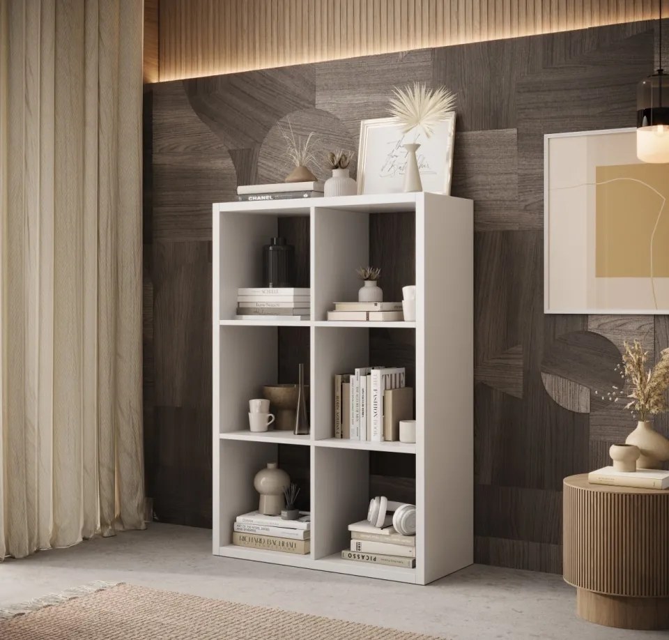 Bibliotecă, 77x113.5 cm, Cleo IV, ADRK Furniture (Culoare: Alb)