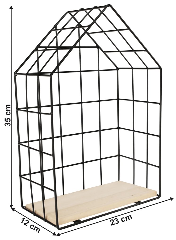 Set de 3 rafturi, natural/negru, AZURI