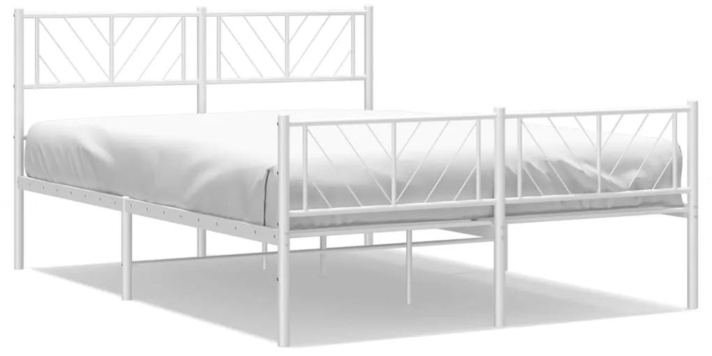 372244 vidaXL Cadru de pat metalic cu tăblie, alb, 120x200 cm