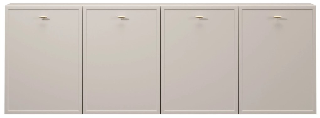 Comodă suspendată cu patru uși Lorini 200 cm - cașmir / mânere aurii T-bar