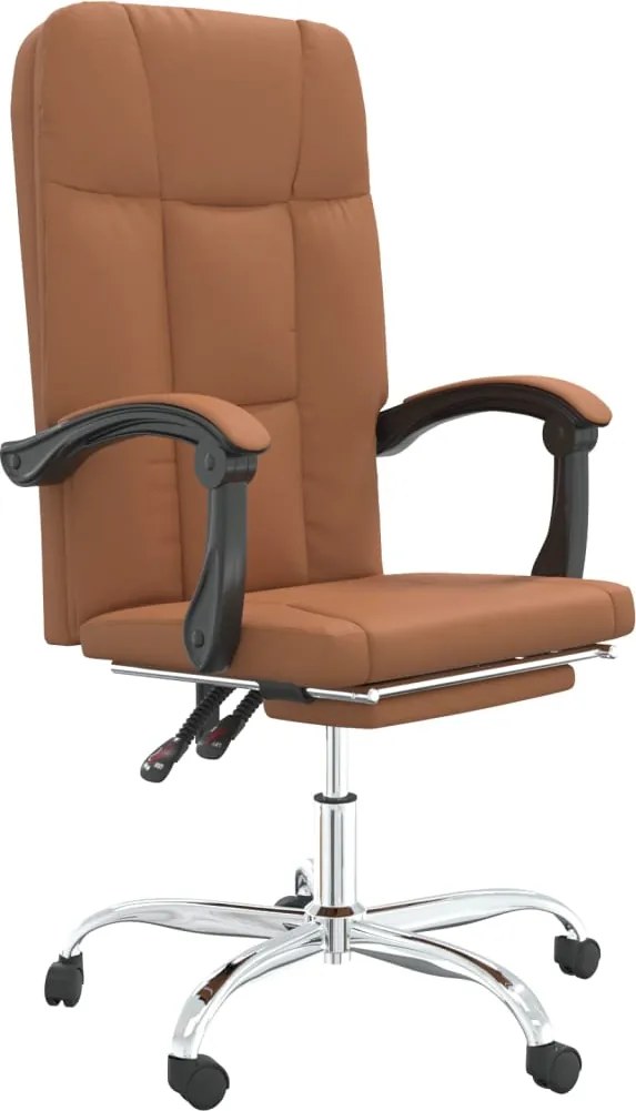 vidaXL Fotoliu de birou rabatabil, maro, piele ecologică