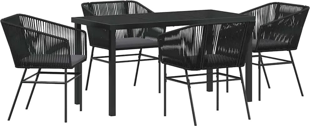 vidaXL Set de masă pentru grădină cu pernă 5 pcs Negru