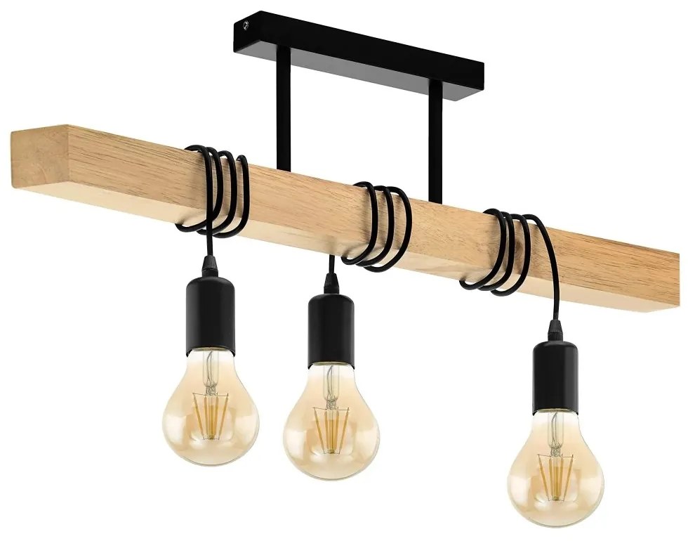 Lampă suspendată în stil rustic cu trei lămpi