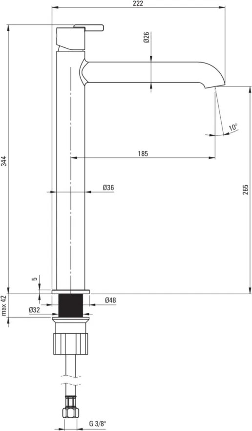 🚰 Baterie înaltă pentru chiuvetă SILIA – Finisaj Bianco – Cod BQS_A20K