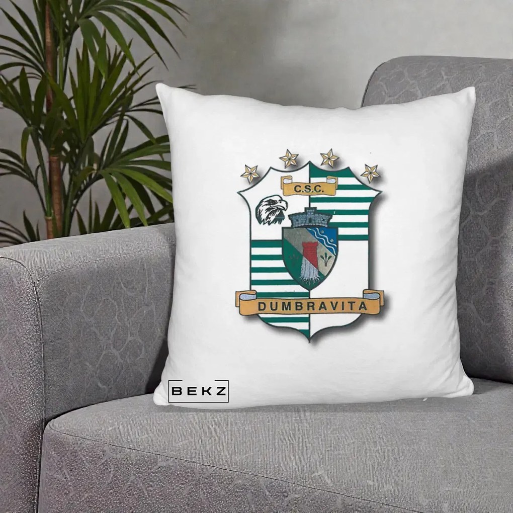 Perna Personalizata CSC Dumbravita Fotbal, 40x40 cm, Alb Pufos, Husa Detasabila, Perna Inclusa, BEKZ®