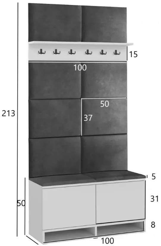 Cuier pentru hol Craft/ Grey