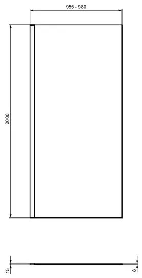 Paravan de dus tip Walk-in Ideal Standard i.life 100x200 cm sticla 8 mm argintiu