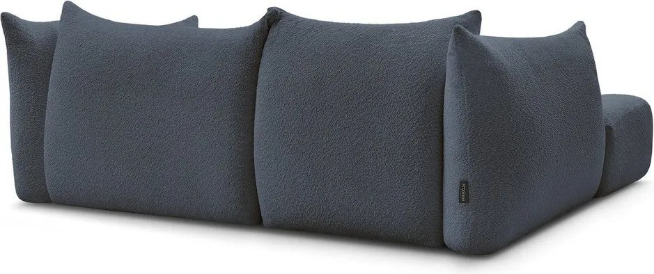 Colțar albastru închis cu tapițerie din țesătură bouclé (cu colț pe partea stângă/cu șezlong) Azra – Bobochic Paris