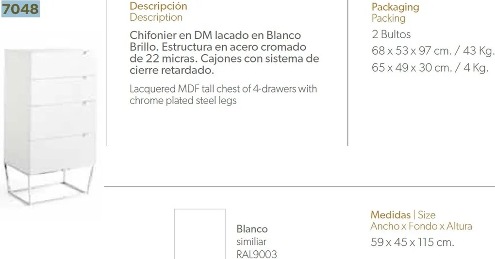 Dulapior cu 3 sertare design modern Chiara AC-CP1406-C