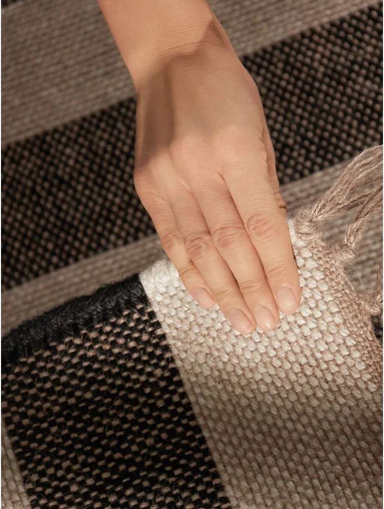 Covor tip traversă negru/crem reversibil/țesut manual din iută 80x200 cm Playa – Hanse Home