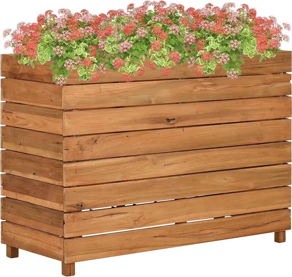 vidaXL Strat înălțat, 100x40x72 cm, lemn de tec reciclat și oțel