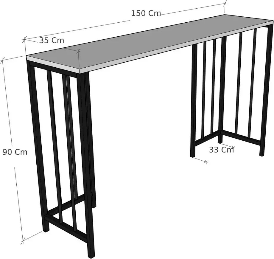 Masa Bucătărie Tip Bar, Alba, 150x90x35 cm