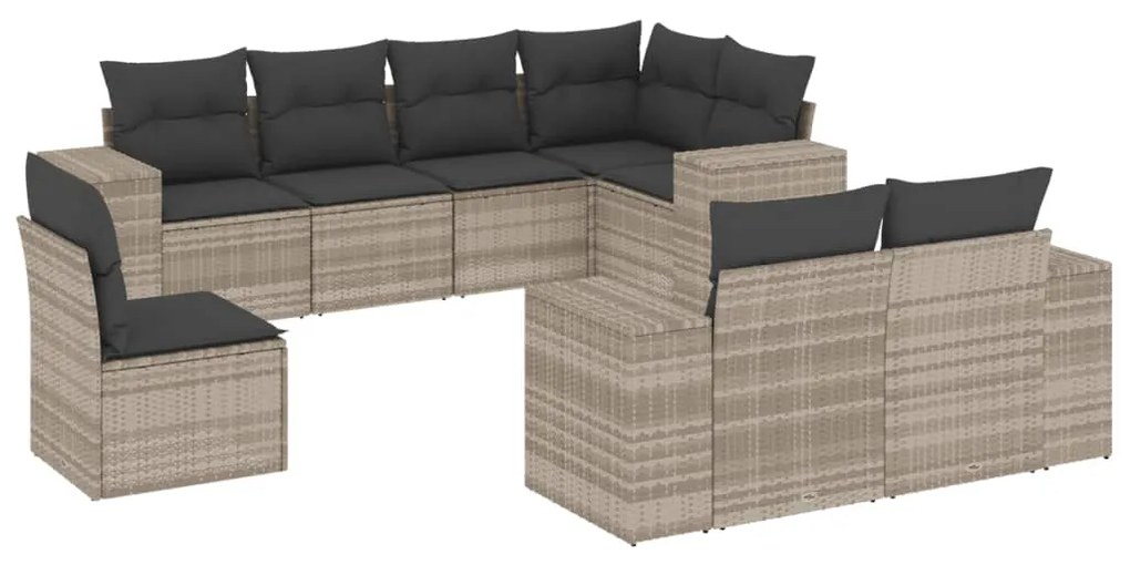 3255179 vidaXL Set mobilier de grădină cu perne, 8 piese gri deschis poliratan