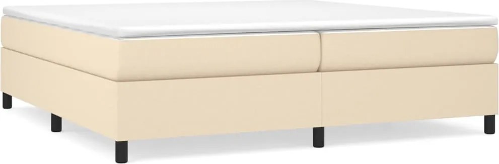 vidaXL Pat box spring cu saltea, crem, 200x200 cm, textil