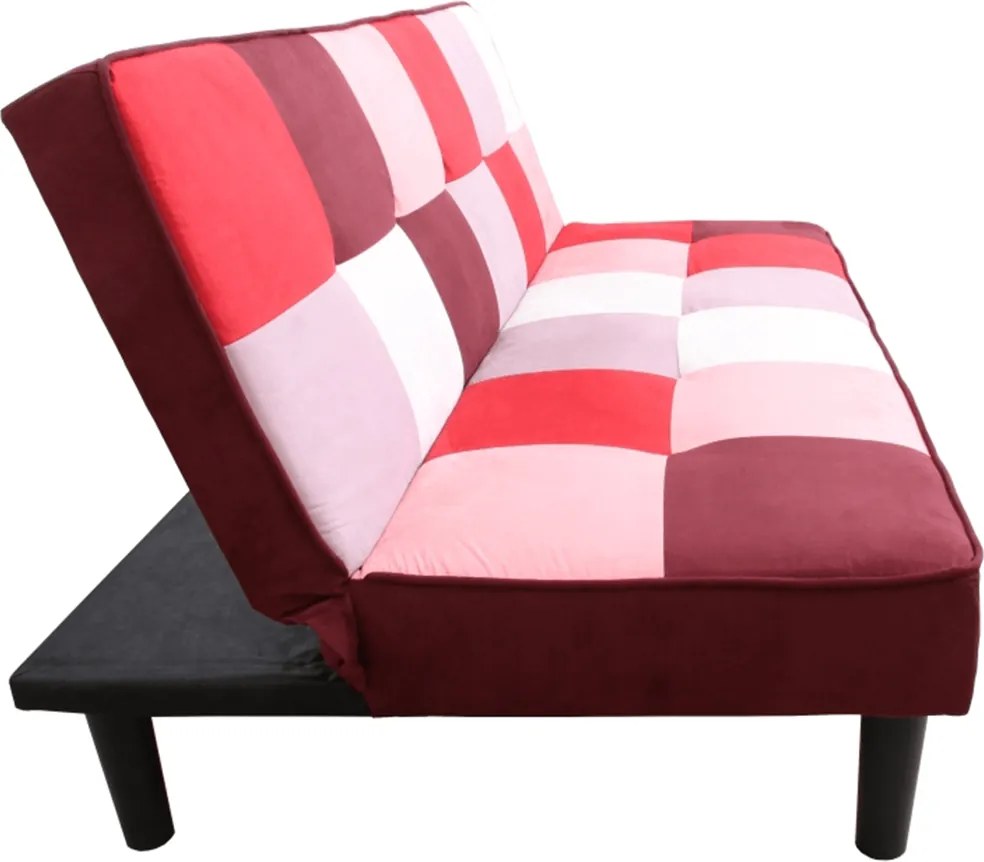 Canapea extensibilă, material textil roşu/alb, ARLEKIN