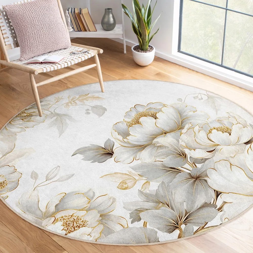 Covor gri deschis/bej lavabil rotund ø 150 cm Soft and Gentle – Mila Home
