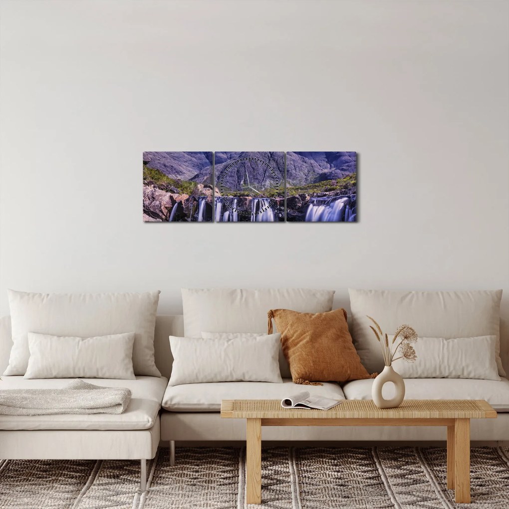Tablou cu cascade (cu ceas) (90x30 cm)