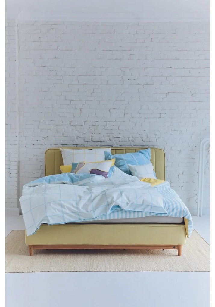 Lenjerie de pat din bumbac Tom Tailor Light Lemon & Crisp White, 135 x 200 cm, 80 x 80 cm