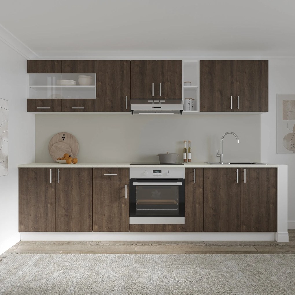 Set haaus V21, Stejar Bronz/Alb, Blat Thermo 28 mm, L 280 cm