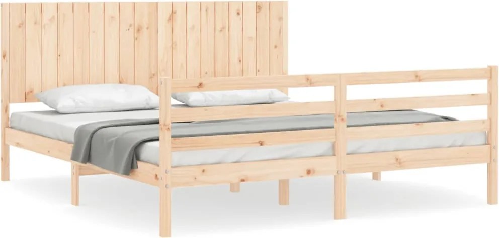 vidaXL Cadru de pat cu tăblie Super King Size, lemn masiv