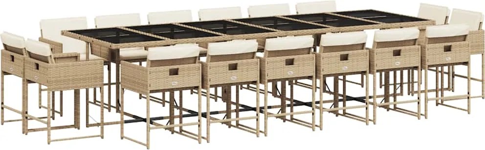 vidaXL Set mobilier de grădină cu perne, 17 piese, bej, poliratan