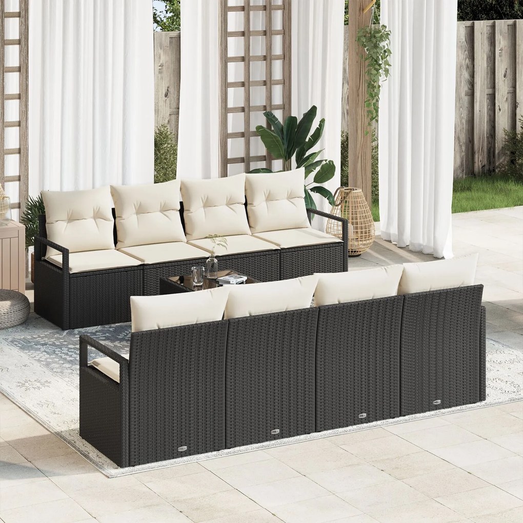vidaXL Set de canapele pentru grădină 7 pcs Negru și Crem