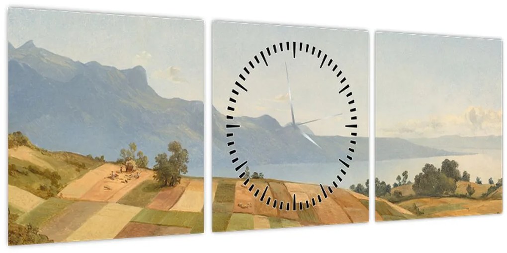 Tablou - Alexandre Calame, Swiss Landscape, reproducere (cu ceas) (90x30 cm)