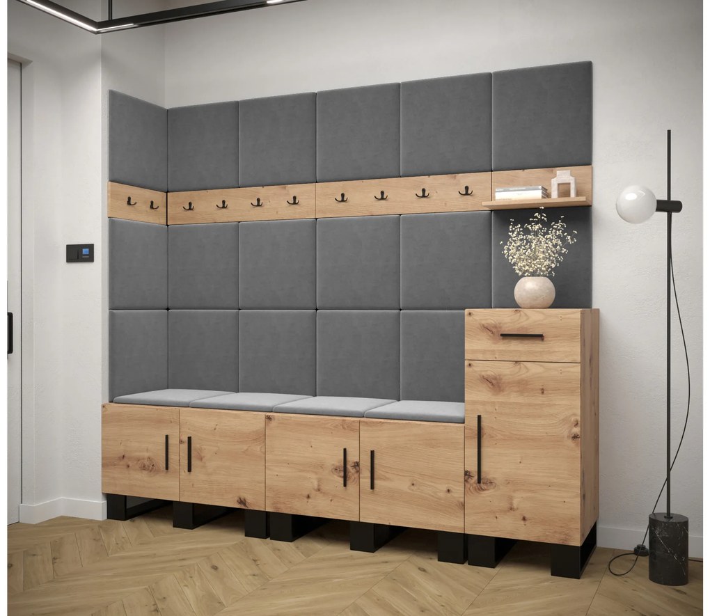 Set mobilier pentru hol Amanda 9 (Stejar artisan + gri închis). 1085932