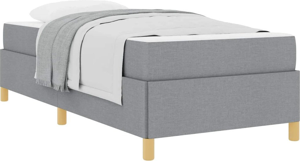 vidaXL Cadru de pat cu saltea Gri deschis 100 x 200 cm țesătură