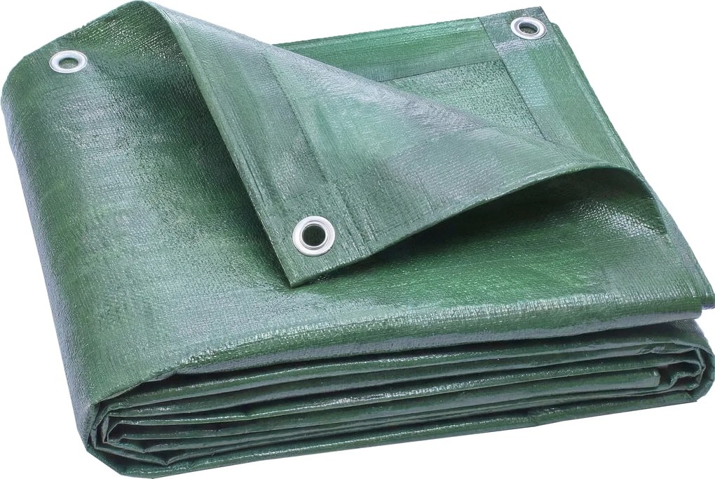 Outsunny Prelată impermeabilă pentru exterior 4x6 m Prelată PE 90 g/m² Protecție UV cu ocheți întăriți pentru lemne, mobilier de grădină, Verde | Aosom Romania