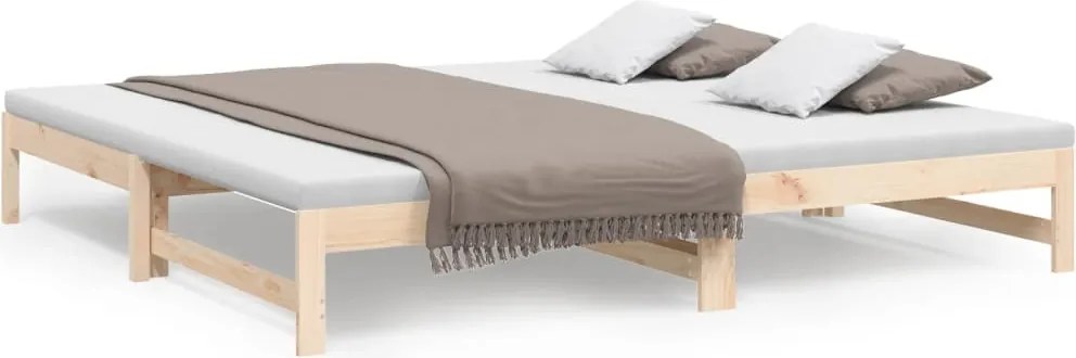 vidaXL Pat de zi extensibil, 2x(80x200) cm, lemn masiv de pin