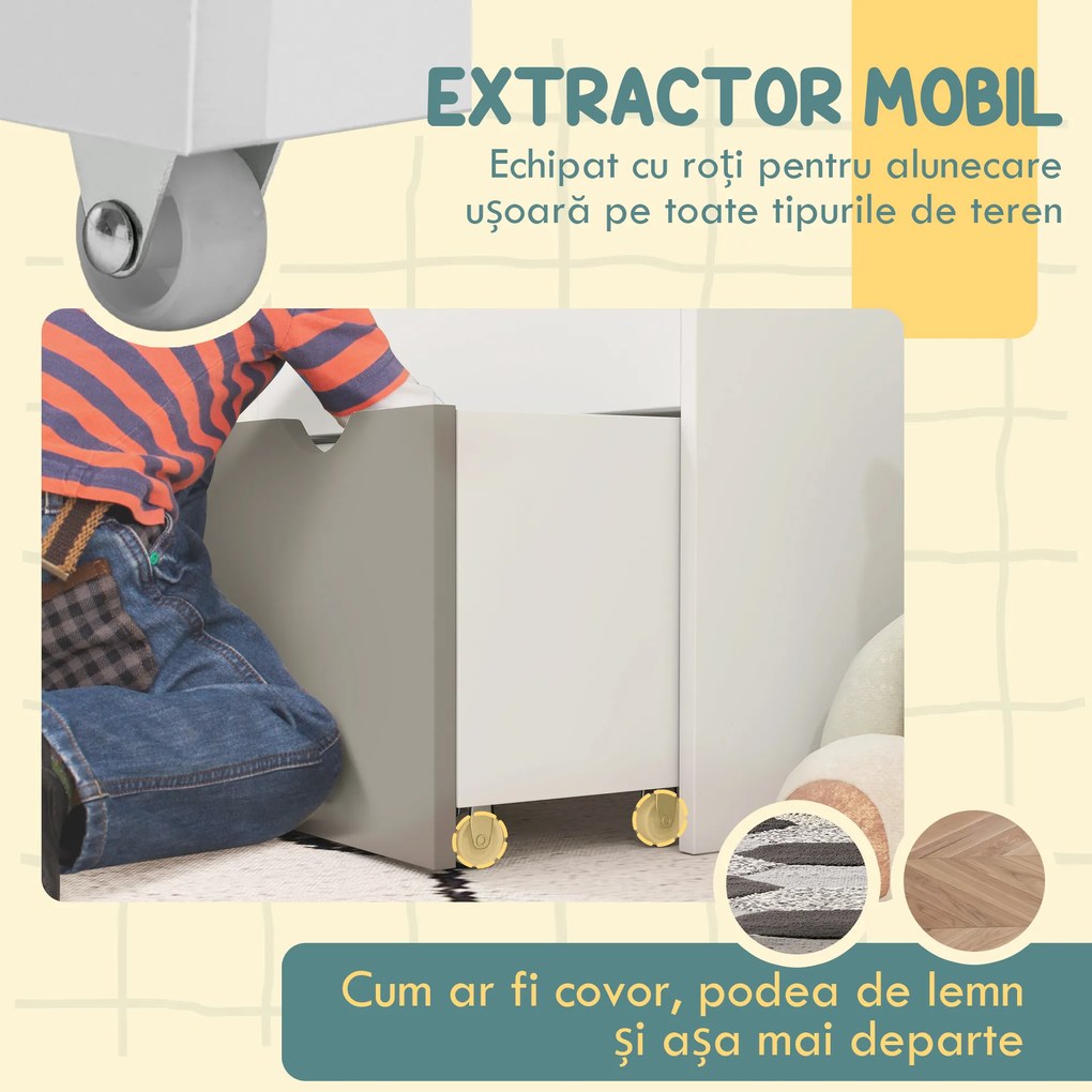 AIYAPLAY Bibliotecă pentru Copii 3-8 Ani cu 3 Rafturi și Sertar Inferior, din MDF, 62.5x30x70 cm, Gri | Aosom Romania