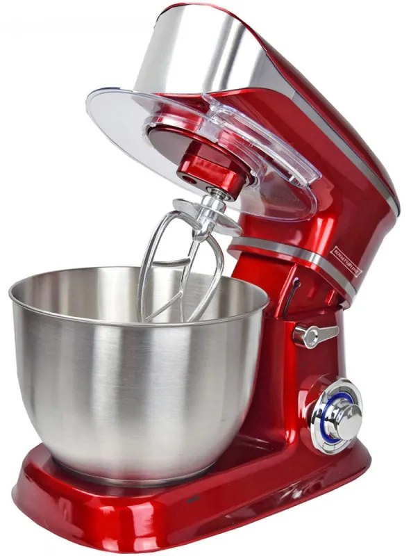 Mixer planetar Royalty Line RL-PKM1900.7, 1900W, Cupa inox 6.5 L, 6 viteze + Pulse, Accesorii, Rosu