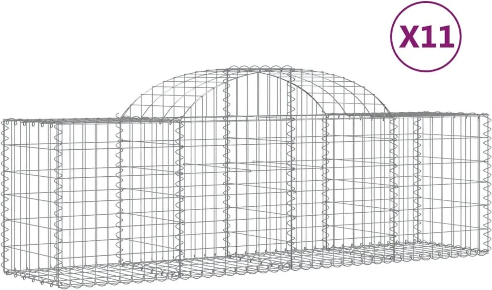 vidaXL Coșuri gabion arcuite 11 buc, 200x50x60/80 cm, fier galvanizat